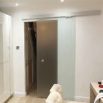 Room Dividing Door, No Profile, 8mm Satinised Glass