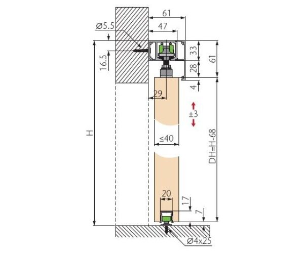 Sliding system, Wall Mounted, TW14WM